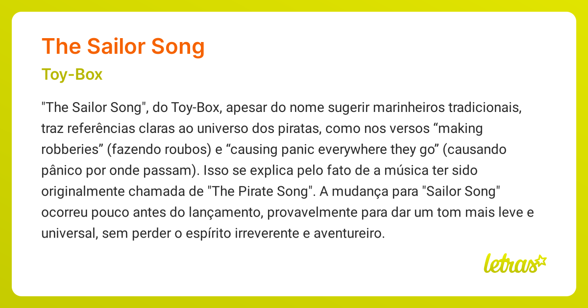THE SAILOR SONG (SIGNIFICADO) ToyBox