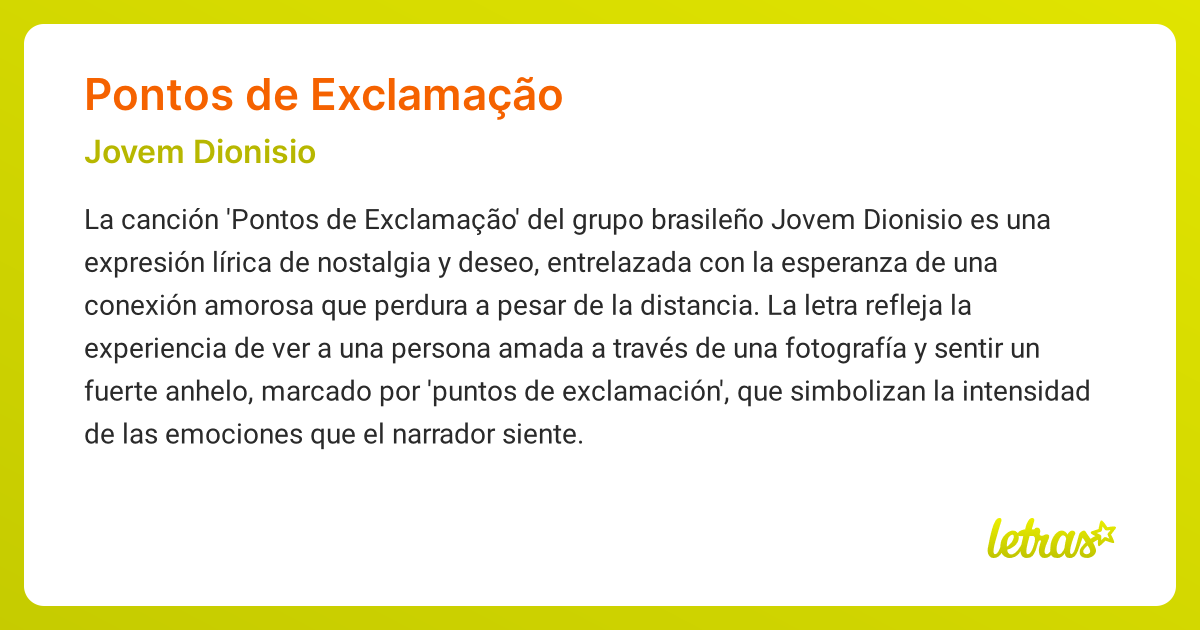 Significado de la canción PONTOS DE EXCLAMAÇÃO (Jovem Dionisio ...