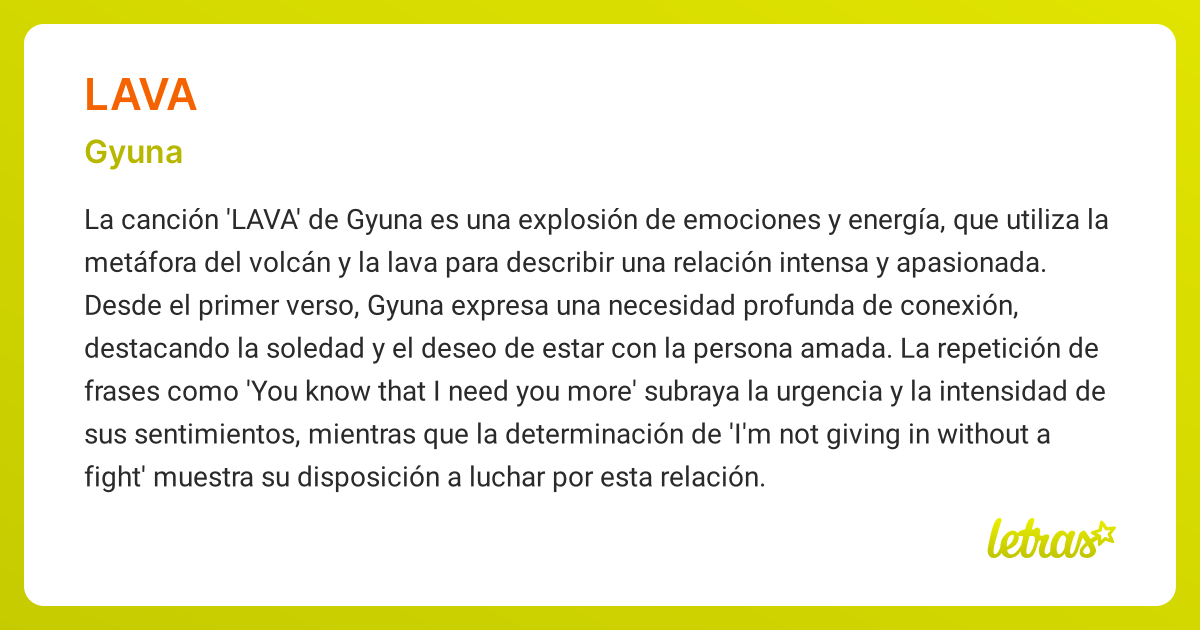 Significado de la canción LAVA (Gyuna) - LETRAS.COM