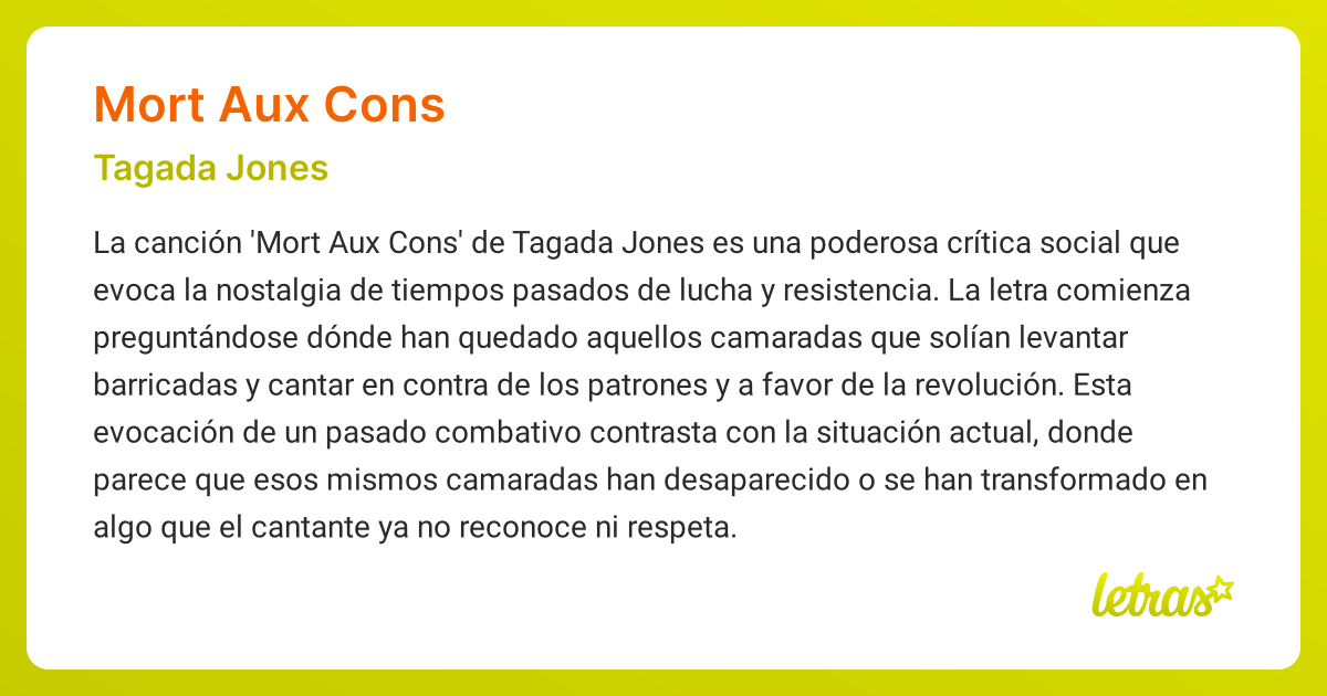 Significado de la canción MORT AUX CONS (Tagada Jones)