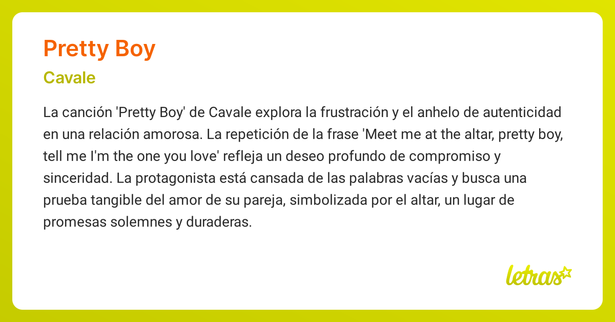 Significado de la canción PRETTY BOY (Cavale)