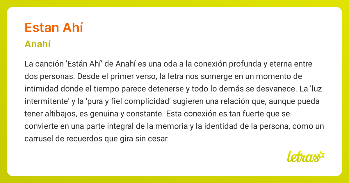 Significado de la canción ESTAN AHÍ (Anahí) - LETRAS.COM