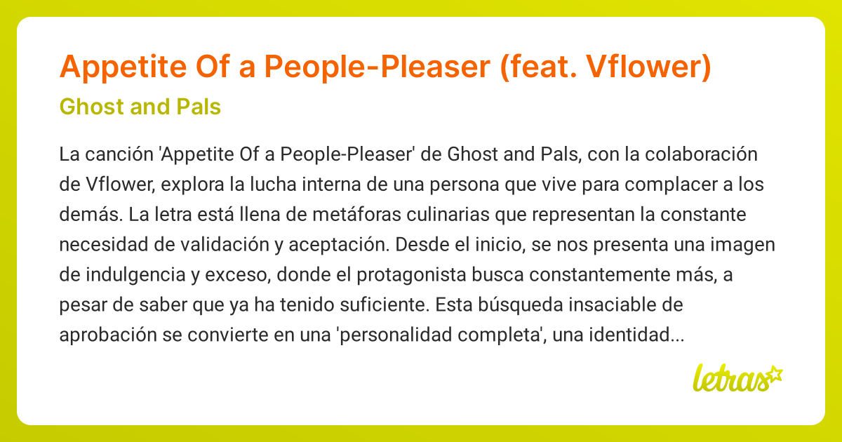 Significado de la canción Appetite Of a People-Pleaser (feat. Vflower ...