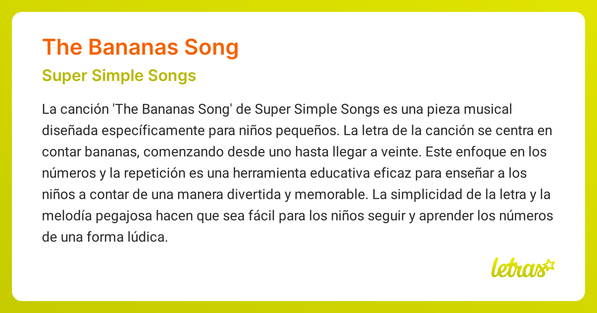 Significado de la canción THE BANANAS SONG (Super Simple Songs