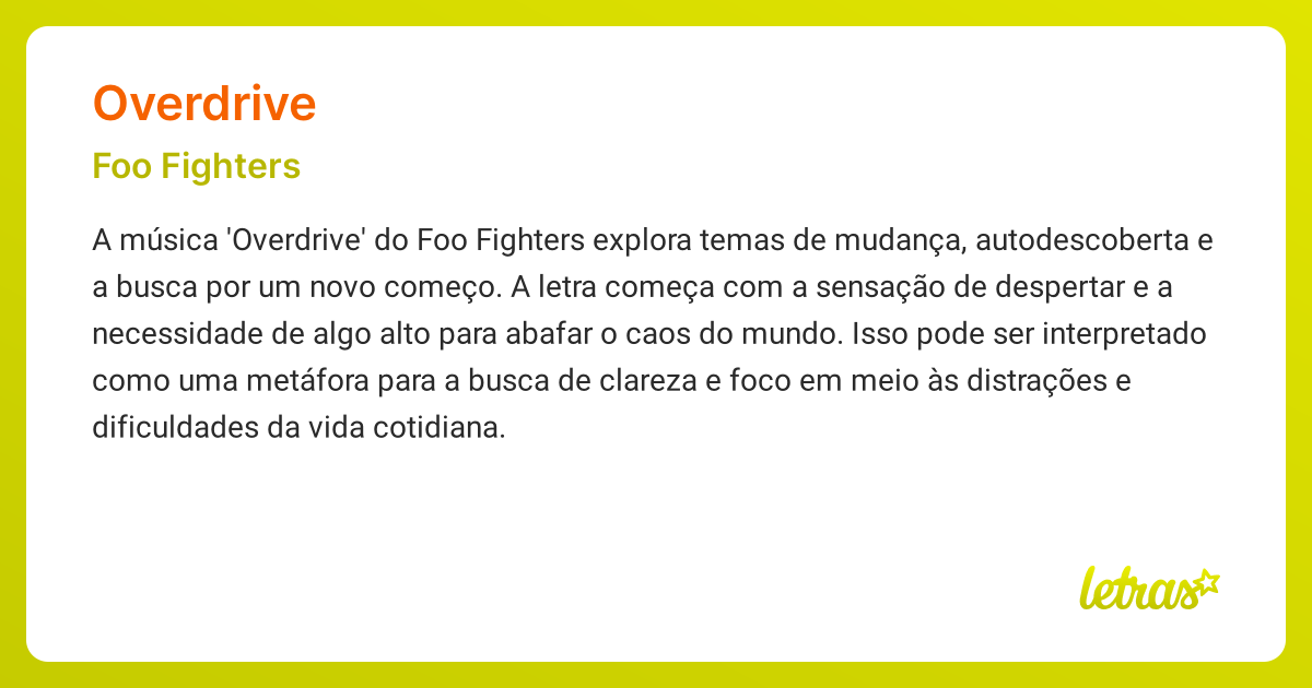 OVERDRIVE (SIGNIFICADO) - Foo Fighters