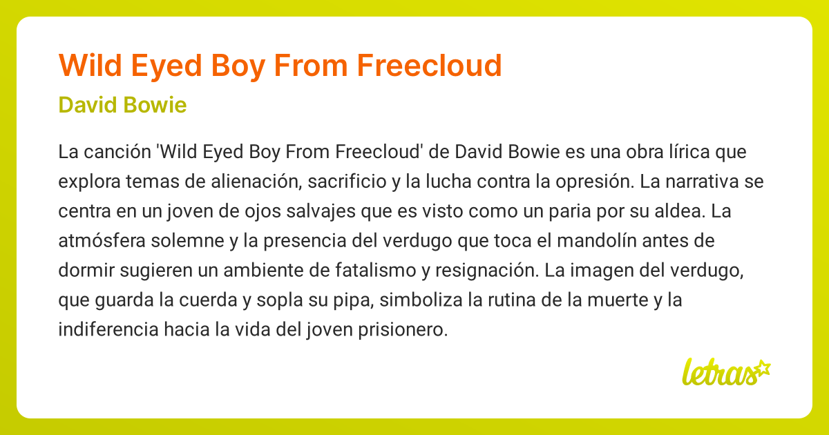 Significado de la canción WILD EYED BOY FROM FREECLOUD (David