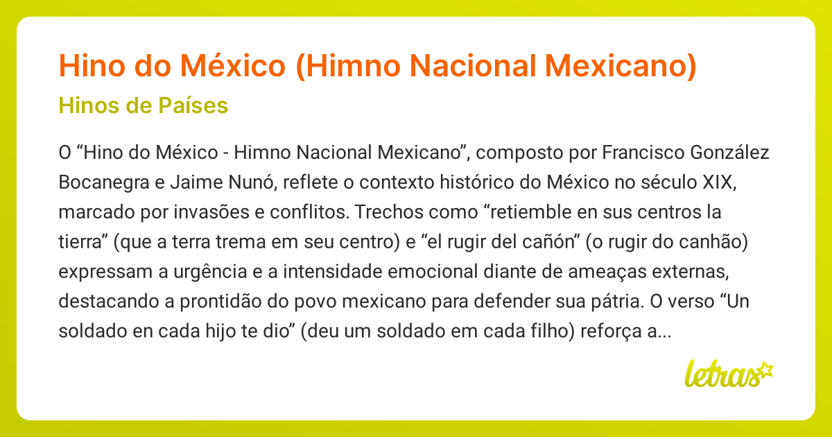 Significado da música Hino do México - Himno Nacional Mexicano (Hinos ...