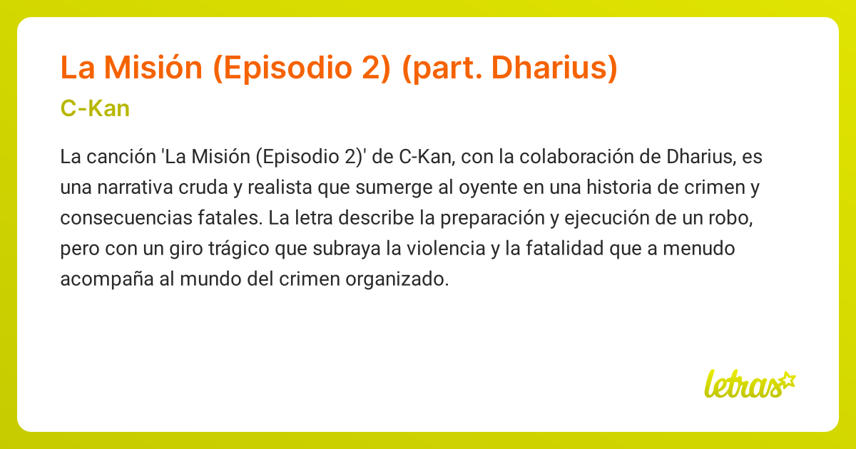 Significado De La Canción La Misión Episodio 2 Part Dharius C Kan