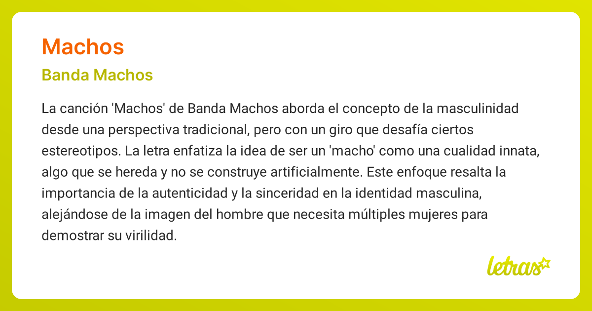 Significado de la canción MACHOS (Banda Machos) - LETRAS.COM
