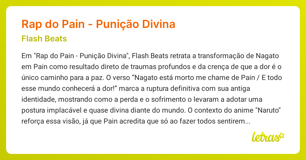 Significado da música RAP DO PAIN - PUNIÇÃO DIVINA (Flash Beats ...