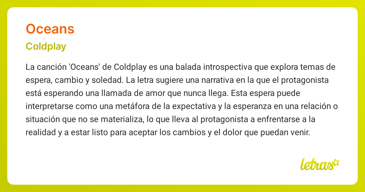 Significado de la canción OCEANS (Coldplay)