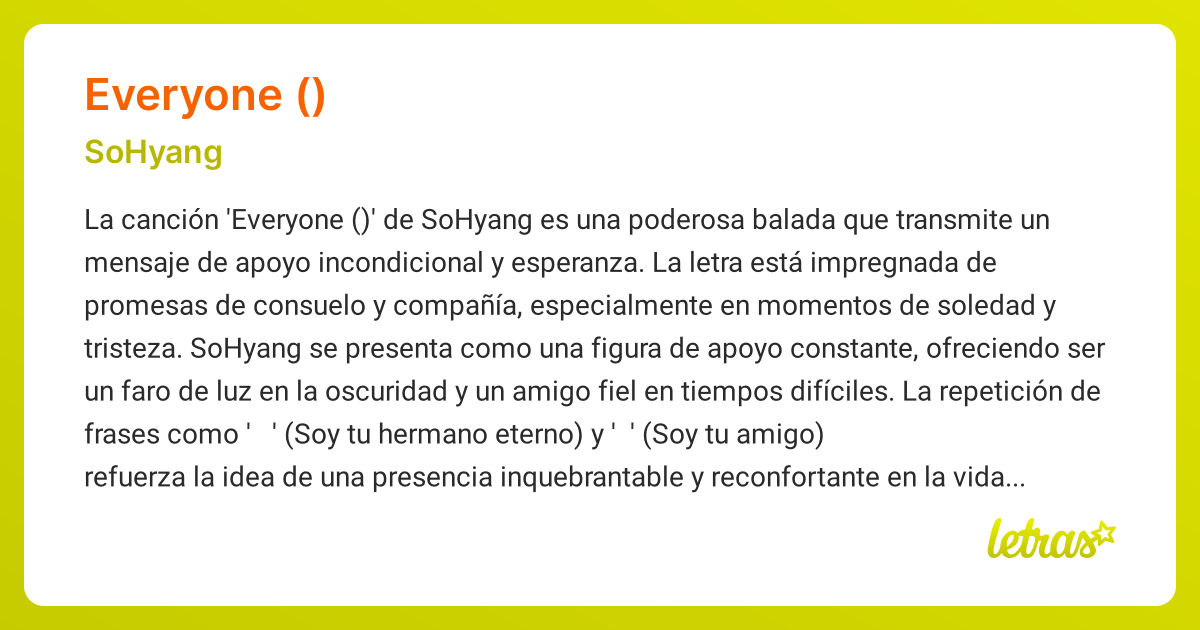 Significado de la canción EVERYONE (여러분) (SoHyang) - LETRAS.COM