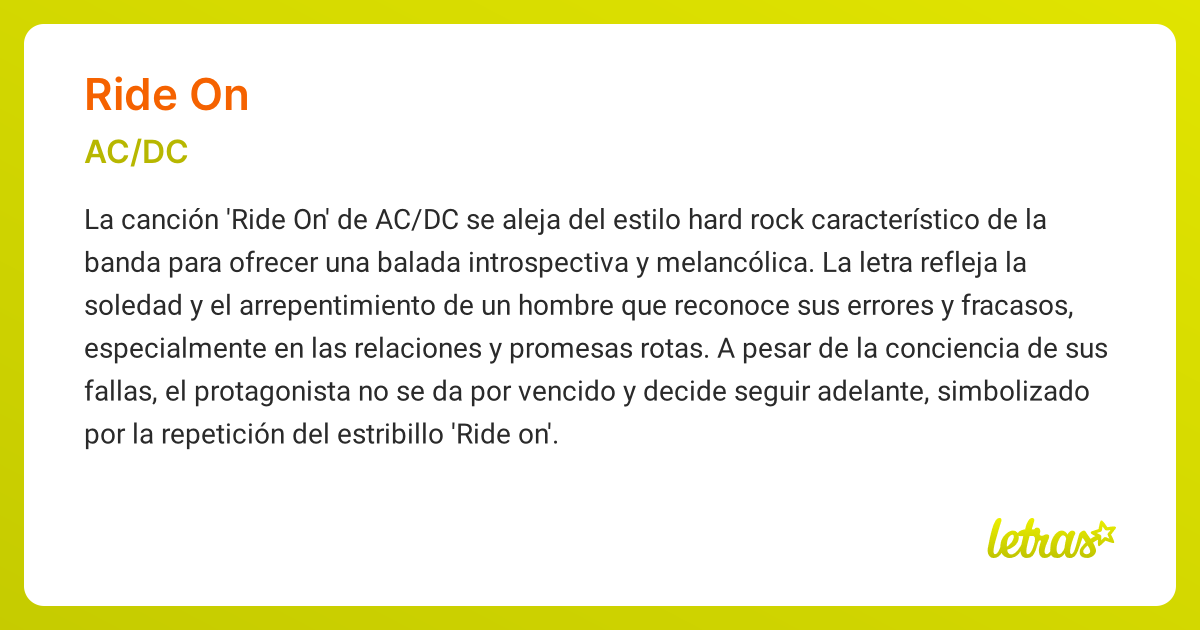 Significado de la canción RIDE ON (AC/DC) - LETRAS.COM