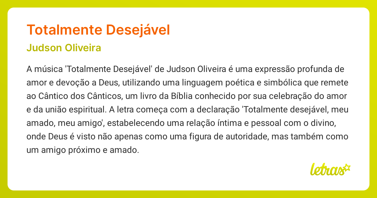 Significado da música TOTALMENTE DESEJÁVEL (Judson Oliveira) - LETRAS ...