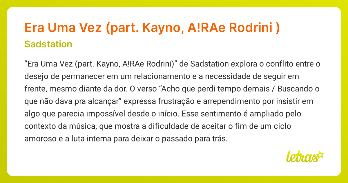 Significado da música Era Uma Vez (part. Kayno, A!RAe Rodrini ...