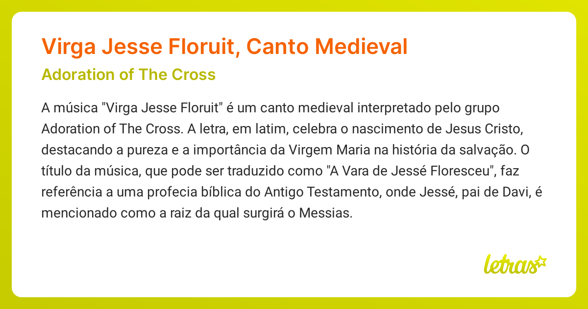 Significado da música Virga Jesse Floruit, Canto Medieval (Adoration of ...