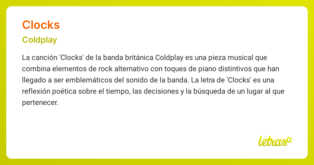 Significado de la canción CLOCKS (Coldplay)