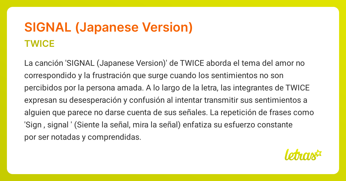 Significado de la canción SIGNAL (JAPANESE VERSION) (TWICE