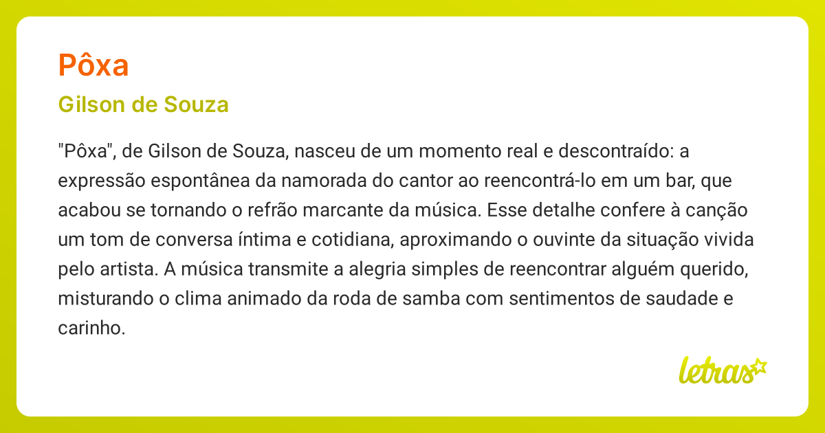 Significado da música PÔXA (Gilson de Souza) - LETRAS.MUS.BR