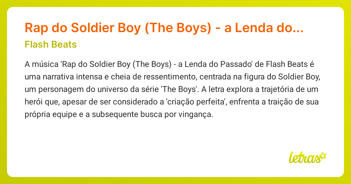 Significado da música Rap do Soldier Boy (The Boys) a Lenda do