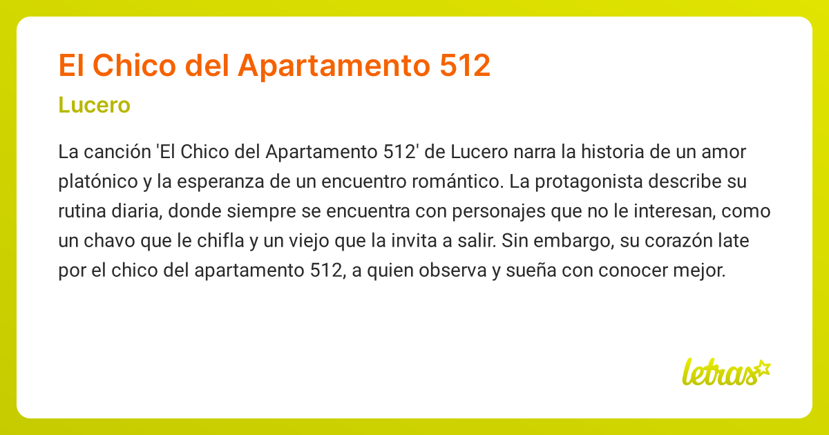 Significado de la canción EL CHICO DEL APARTAMENTO 512 (Lucero