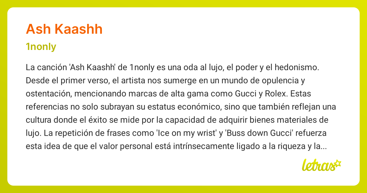 Significado de la canción ASH KAASHH (1nonly) - LETRAS.COM