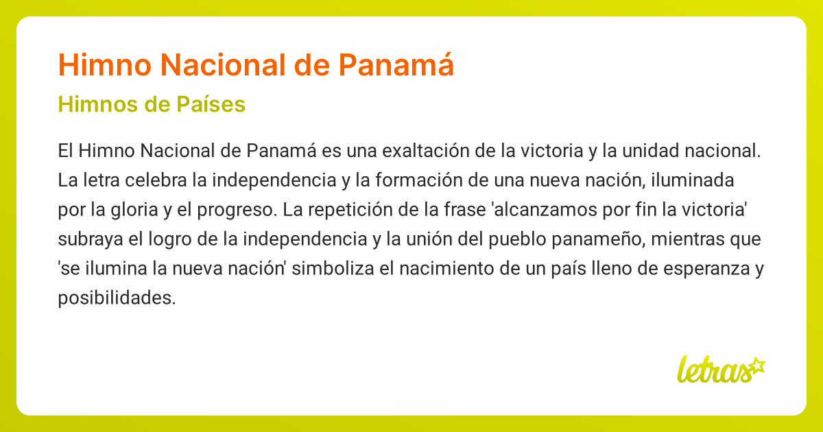 Significado de la canción HIMNO NACIONAL DE PANAMÁ (Himnos de Países ...