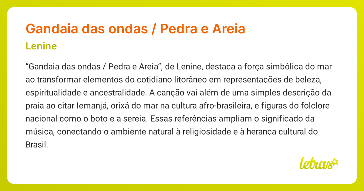 Significado da música Gandaia das ondas / Pedra e Areia (Lenine ...