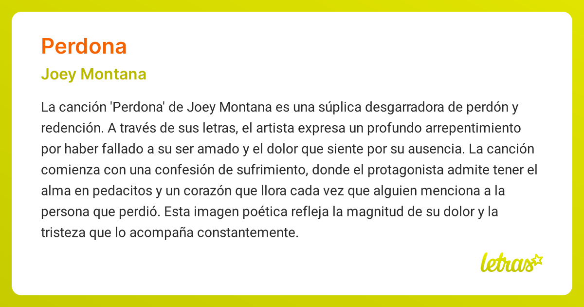 Significado de la canción PERDONA (Joey Montana) - LETRAS.COM