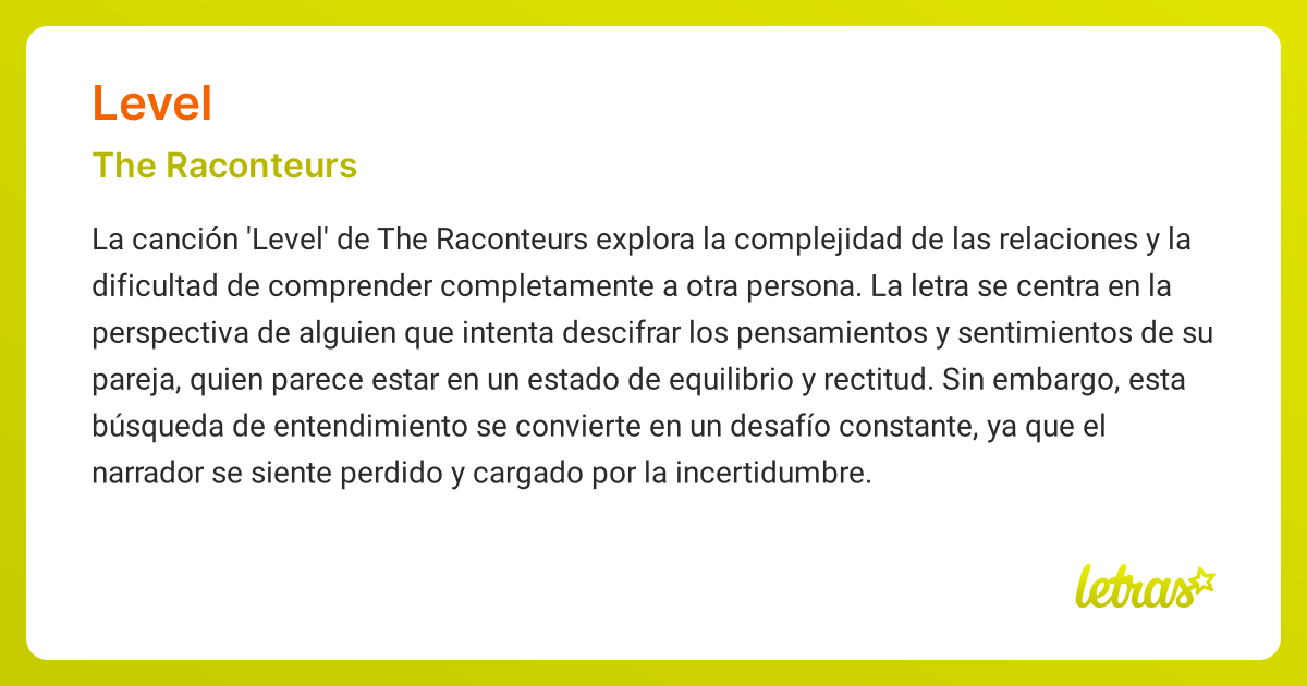 Significado de la canción LEVEL (The Raconteurs) - LETRAS.COM