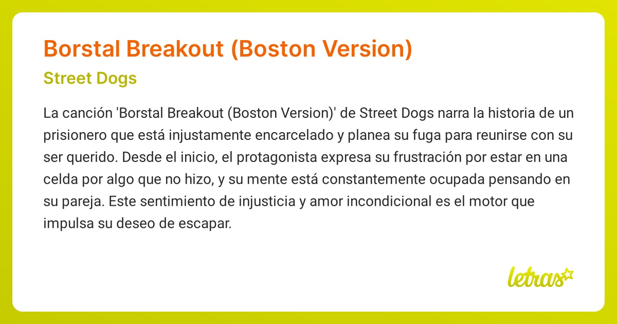 Significado de la canción Borstal Breakout (Boston Version) (Street ...