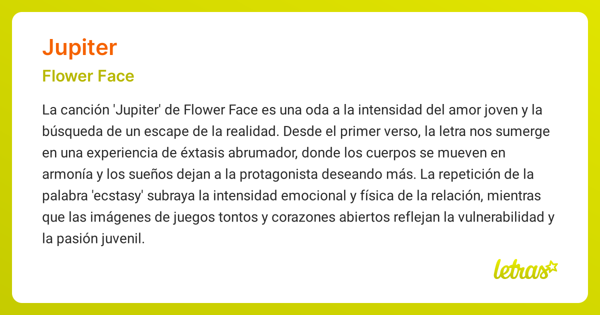 Significado de la canción JUPITER (Flower Face)