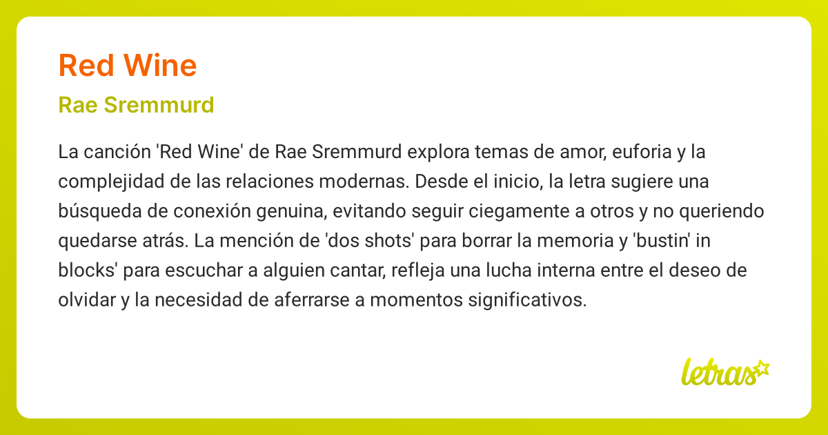 Significado de la canción RED WINE (Rae Sremmurd)
