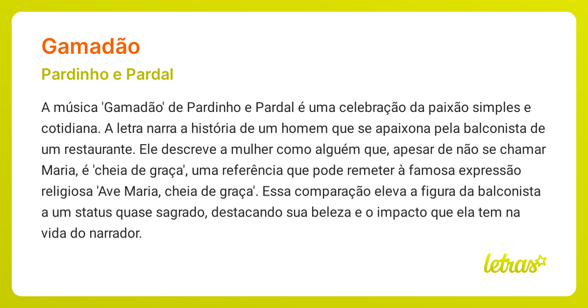 Significado da música GAMADÃO (Pardinho e Pardal) - LETRAS.MUS.BR