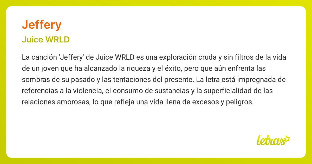 Significado de la canción JEFFERY (Juice WRLD)