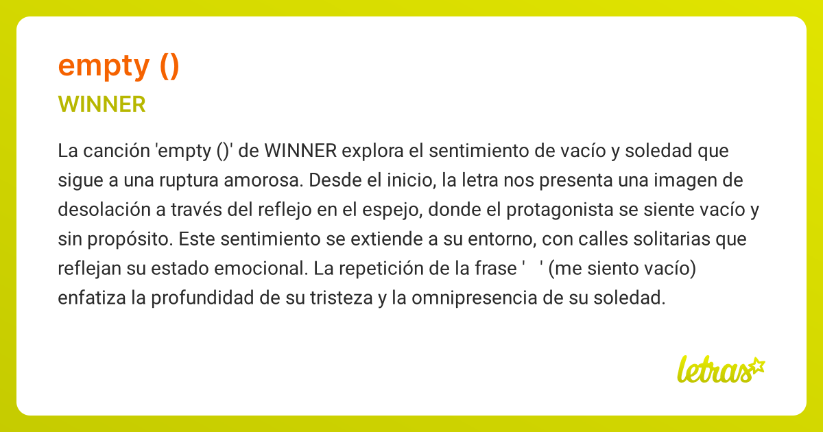 Significado de la canción EMPTY (공허해) (WINNER) - LETRAS.COM