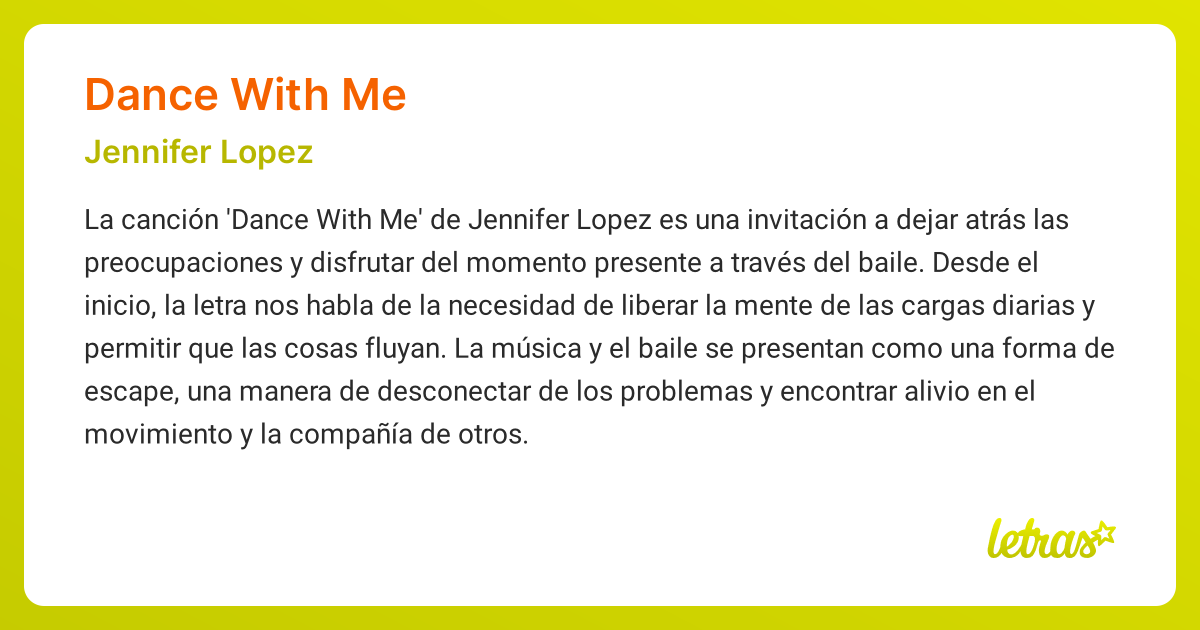 Significado de la canción DANCE WITH ME (Jennifer Lopez) - LETRAS.COM
