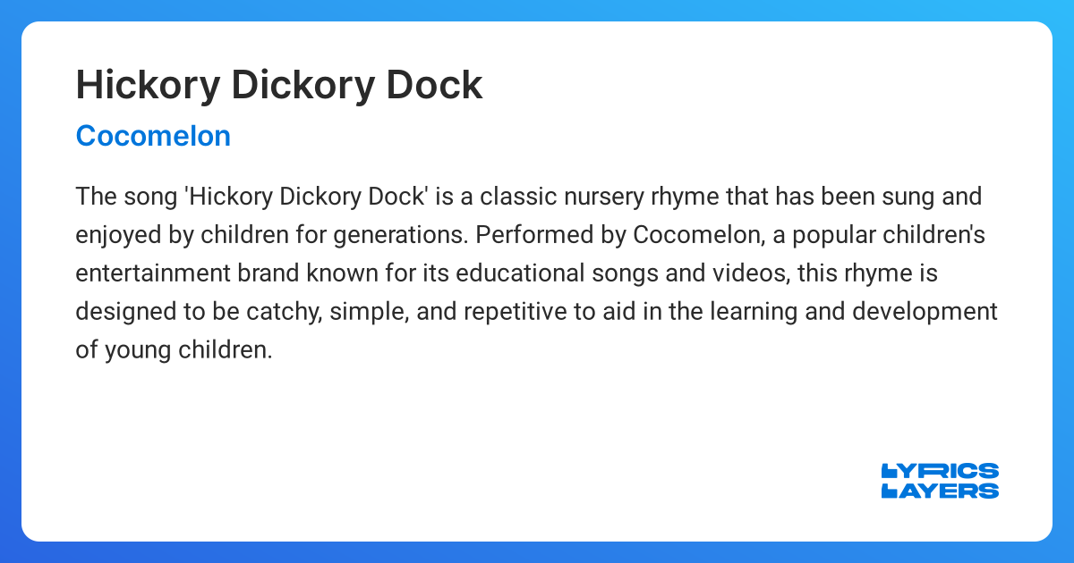 Meaning of HICKORY DICKORY DOCK (Cocomelon)