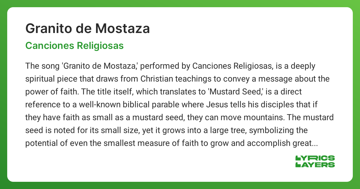 GRANITO DE MOSTAZA (Lyrics in English) - Canciones Religiosas