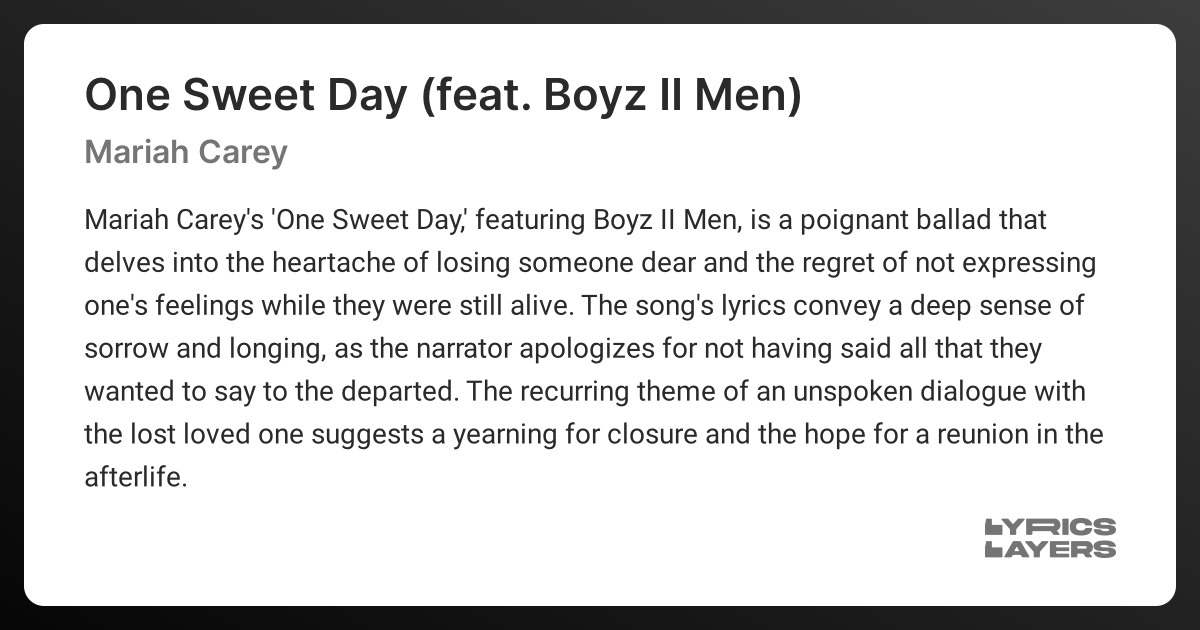 One Sweet Day Lyrics