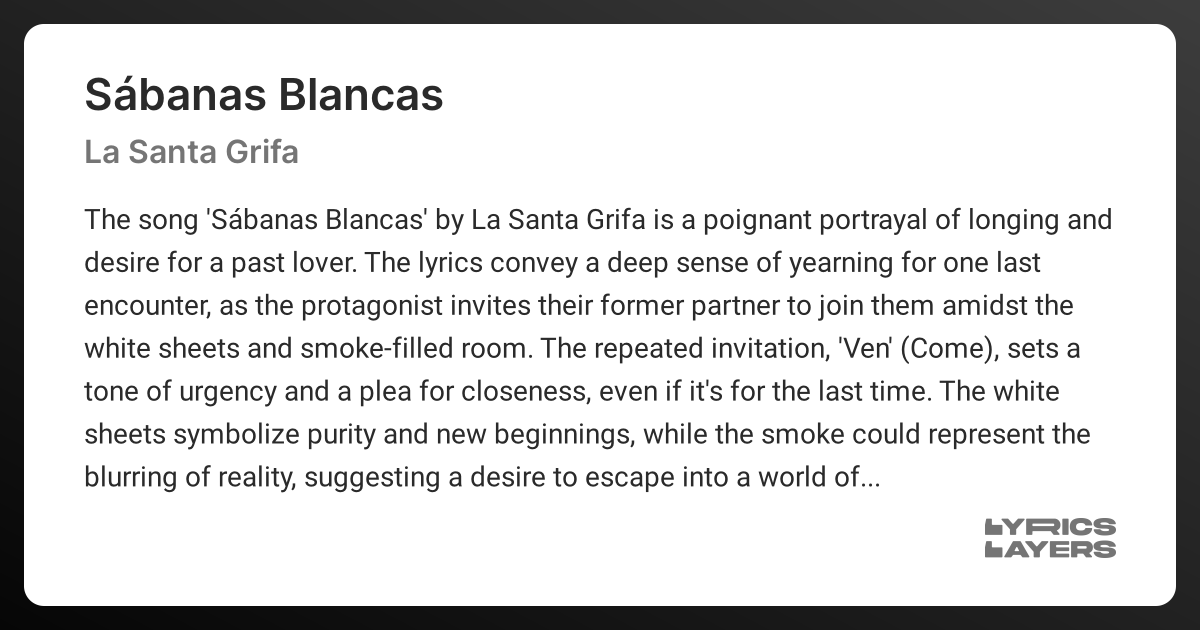 SÁBANAS BLANCAS (Lyrics in English) - La Santa Grifa