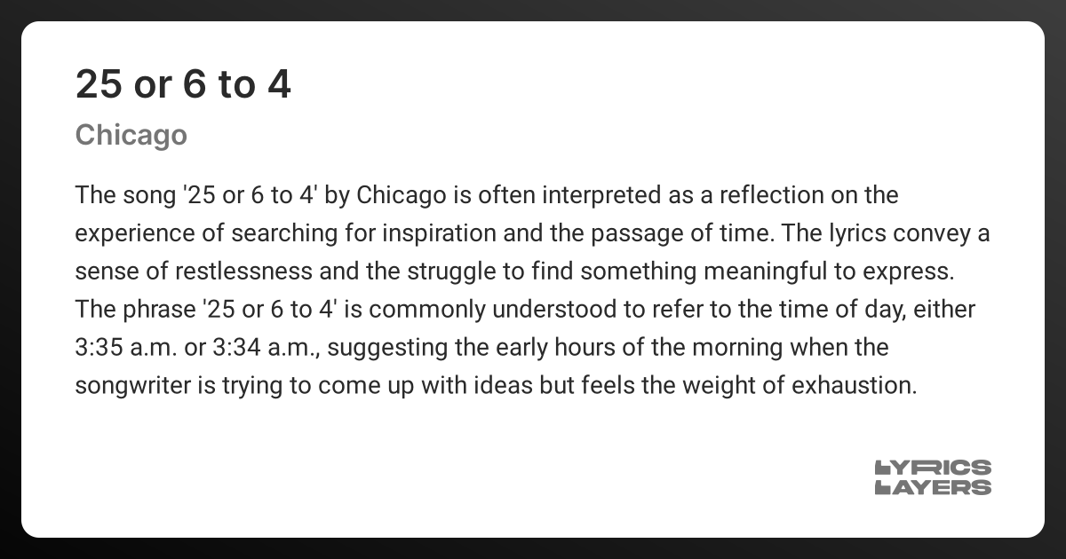 meaning-of-25-or-6-to-4-chicago
