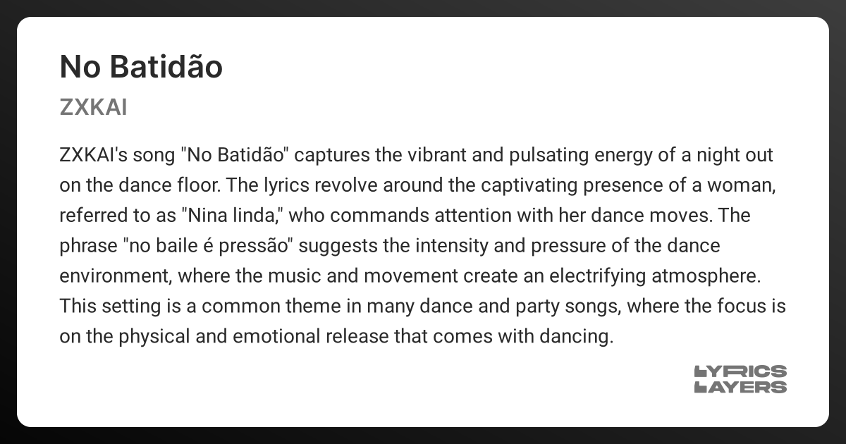 No Batidão Lyrics In English Zxkai