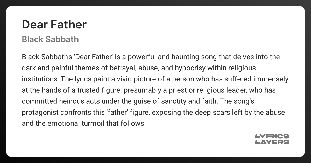 Meaning of DEAR FATHER (Black Sabbath)