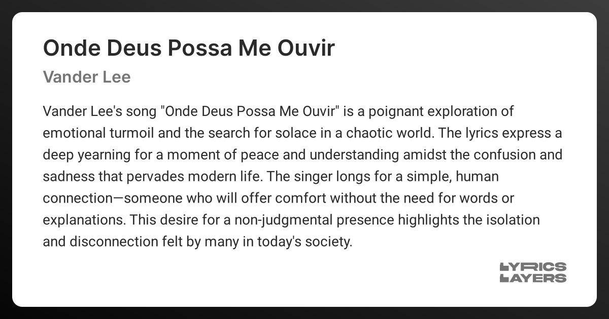 The story and meaning of the song 'Onde Deus Possa Me Ouvir Vander Lee verloop.io