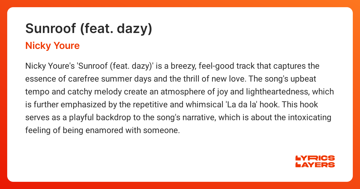 Meaning of SUNROOF (FEAT. DAZY) (Nicky Youre)
