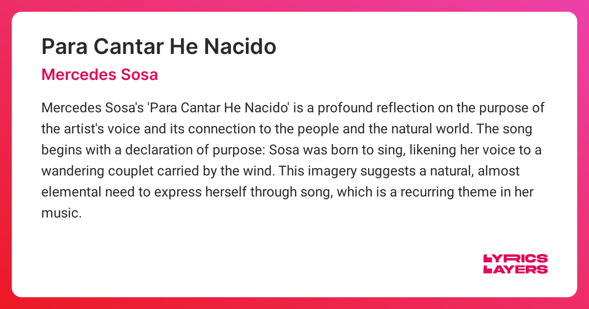 PARA CANTAR HE NACIDO Mercedes Sosa