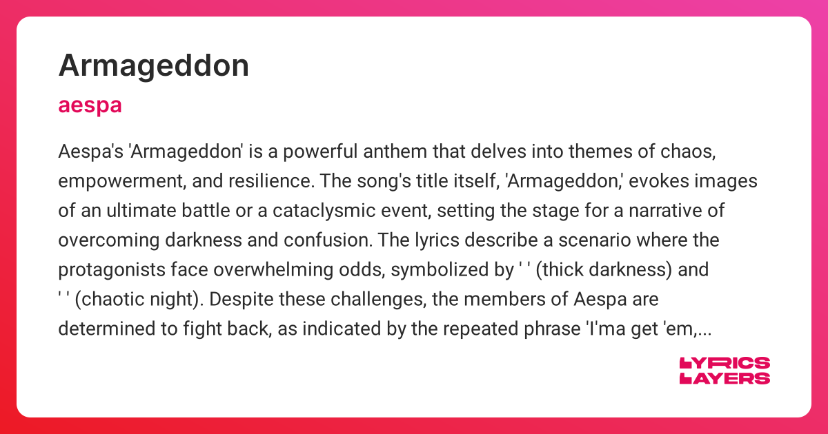Meaning of ARMAGEDDON (aespa)