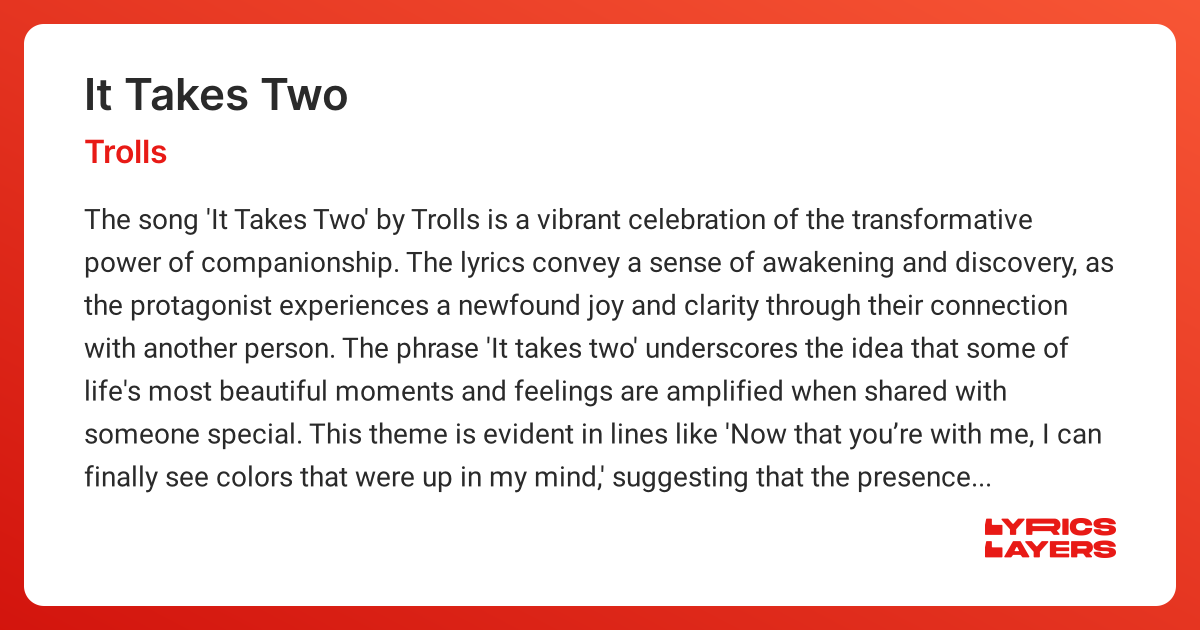IT TAKES TWO deutsche Übersetzung von Trolls