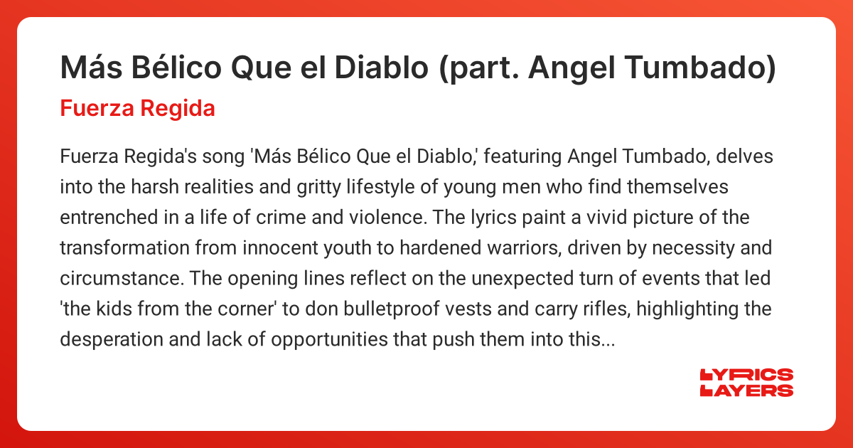 Meaning of Más Bélico Que el Diablo (part. Angel Tumbado) (Fuerza Regida)